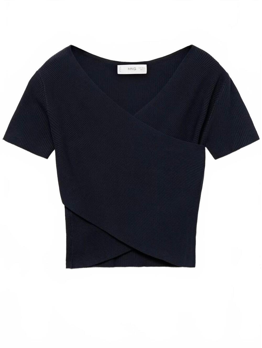 Mango Wrap Crop Top NWT Dark Navy Teens Small